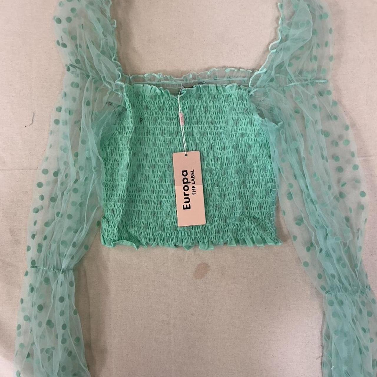 Brand New With Tags Europa The Label Mint Green Smocked Crop Top